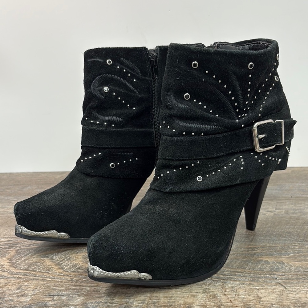 Miranda Lambert LARISSA Studded Suede Heeled Bootie Size 10